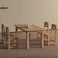 Simple Wooden Kids Table with Chairs for Learning and Playing Activities