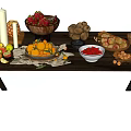 Assorted Fresh Fruits Arranged in Bowls and Baskets on Wooden Table