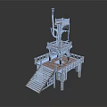 Industrial Metal Structure Building with Multi Level Platforms Stairs Railings and Tower