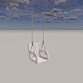 Green Children's Swing Playground Equipment With Blue Sky And White Clouds