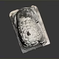 Ancient Traditional Stone Lion Sculpture With Ornate Carving And Stone Base