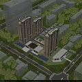 Aerial View Planning of Residential Complex With High Rise Buildings Green Spaces and Roads
