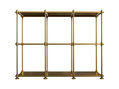 Golden Metal Frame Open Shelving Unit With Multi Tier Modern Design 3d model