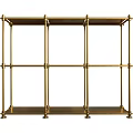 Golden Metal Frame Open Shelving Unit With Multi Tier Modern Design