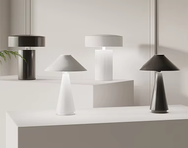 Cream wind table lamp 3d model