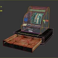 Vintage Commercial Cash Register With Open Drawer And Wooden Compartments