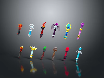 Minecraft Weapons Collection With Colorful Vibrant Designs And Various Styles 3d model