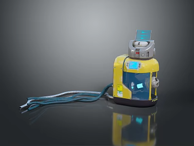 Yellow Device With Tilting Digital Screen Blue Hose And Control Panel 3d model