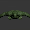 Green Muscular Gorilla Like Character Standing As Giant Mythical Creature