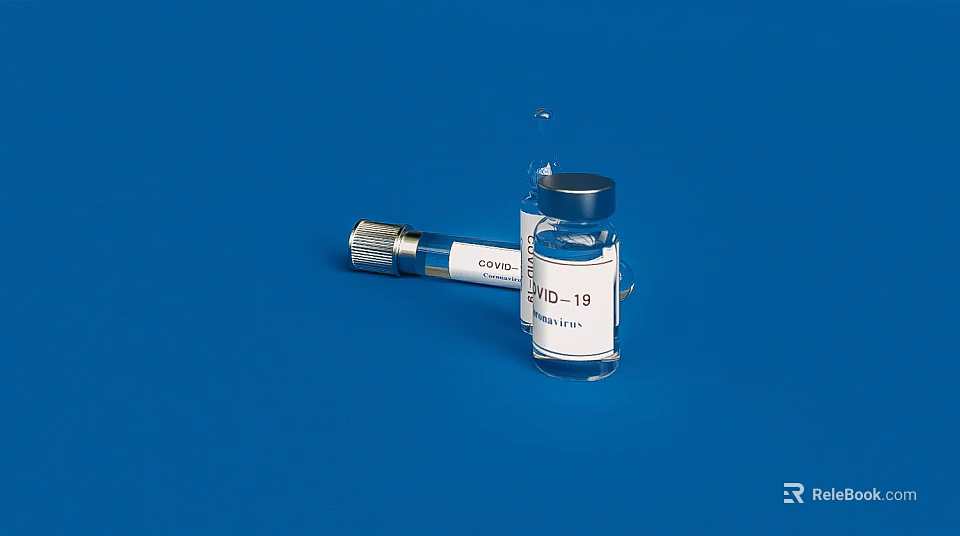 Medical Device COVID-19 Vaccine Vial With Syringe For Injection Use 3d model 