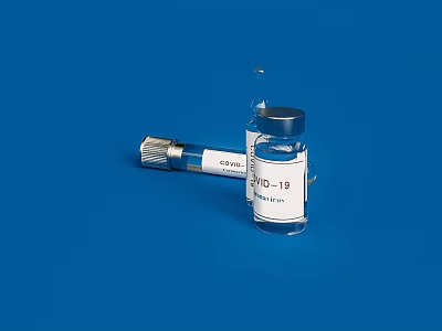 Medical Device COVID-19 Vaccine Vial With Syringe For Injection Use 3d model