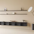 Modern Display Cabinet With Multiple Shelves And Decorative Ornaments