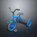 Children's Tricycle Design With Blue Frame Gray Handlebars And Three Wheels