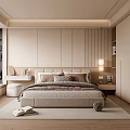 Modern Neutral Beige Bedroom Interior Design With King Size Bed Wardrobe And Nightstands