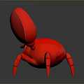 Cute Red Cartoon Crab With Large Claws And Smiling Face In Aquatic Setting