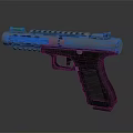 Modern Tactical Handgun With Picatinny Rail Green Laser Sight Black Grip And Metallic Finish