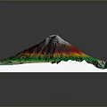 Modern 3D Volcanic Terrain Model Featuring Colorful Contour Lines And Topographic Details