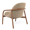 Modern Minimalist Leisure Chair With Brown Wooden Frame And Light Gray Upholstered Seat