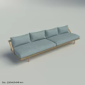 Modern Light Blue Sectional Sofa With Wooden Frame And Multiple Cushions 3d model