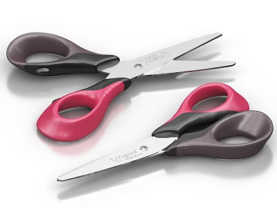 Hardware Tools Scissors With Pink Black Purple Handles And Stainless Steel Blades 3d model
