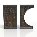 Pair of Wooden Decorative Panels With Rectangular And Semicircular Cutout Design
