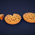 Three Delicious Apple Pies Featuring Lattice Crust One Sliced Showing Filling
