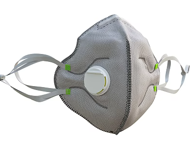 Medical Device Respirator Mask With Exhalation Valve And Elastic Ear Loops 3d model