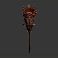 Red And Beige Horn Shaped Household Decor With Leather Strap And Woven Details