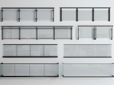 Modern Glass Railings With Various Designs And Stylish Frame Structures 3d model