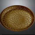 Golden Oval Tray Featuring Intricate Cracked Texture For Home Decor Use