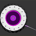 Vibrant Pink Toy Vehicle With Large White Treaded Wheels And Yellow Accents
