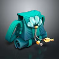 Turquoise Stylish Backpack with Flower Shaped Charm and Modern Design