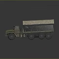 Olive Green Military Truck With Canvas Covered Cargo Bed And Multi Wheel Design