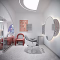 Modern Beauty Hair Salon Interior With Styling Chairs Mirrors Sofa And Lighting