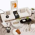 Modern Sofa Coffee Table Combination Lazy Sofa Multiplayer Sofa Decorative Ornaments 3d model