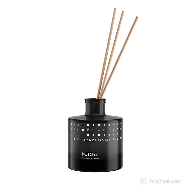Black Reed Diffuser Bottle With Fragrance Sticks 3d model 