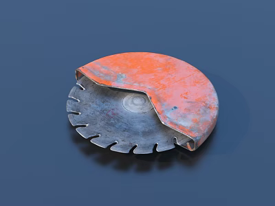 Circular Cutting Disc With Orange Gray Color Serrated Edge And Worn Rusty Surface 3d model