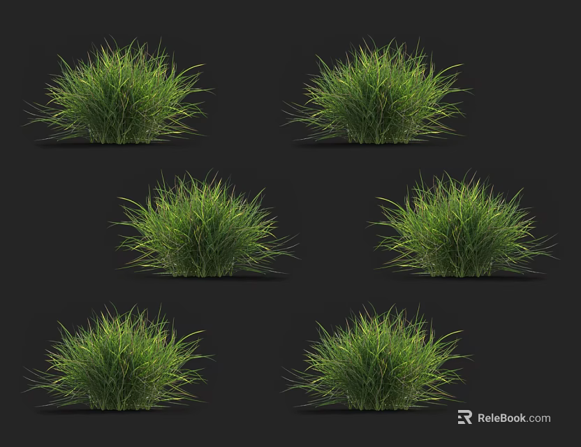 Green Lush Grass Clumps Isolated On Black Background For Natural Landscaping 3d model 
