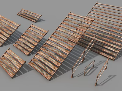 Industrial Equipment Metal Storage Rack Components With Structural Supports And Parts 3d model