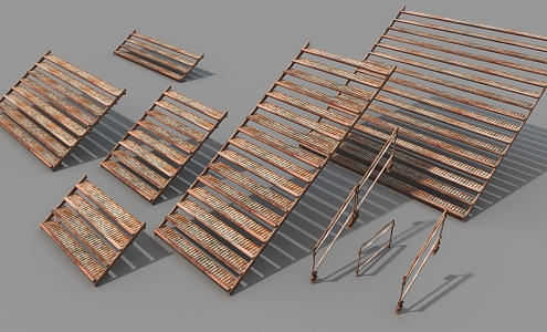 Iron Stairs Rust Stairs Iron Fence Rusty Fence Railing 3d model