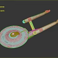 Space Exploration Starship Model With Disc Hull Twin Engines Red Lines And NCC 1701 Markings
