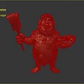 Cartoon Caveman Character In Fur Clothing Holding Paintbrush And Palette With Paint Splatters