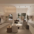 Warm Cream Tone Clothing Store Interior With Neat Garment Display And Elegant Comfortable Furnishings