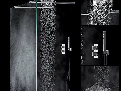 Modern Rainfall Shower Head With Handheld Sprayer And Powerful Water Flow Design 3d model