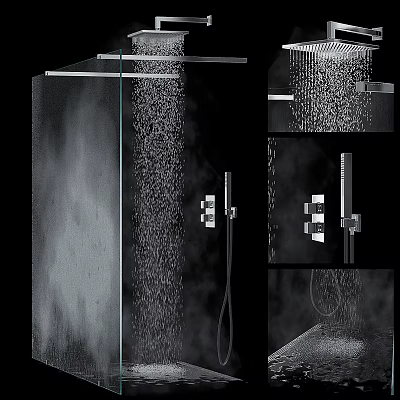 Modern Rainfall Shower Head With Handheld Sprayer And Powerful Water Flow Design 3d model
