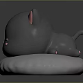 Cute Grey Cat Character With Pink Ears Cheeks And Closed Eyes On White Cushion