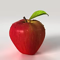 Fresh Red Apple With Green Leaf And Water Droplets On Surface 3d model