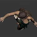 Fantasy Female Character In Green Outfit With Brown Hair And Decorative Boots Displaying Elegant Pose