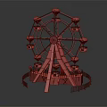 Colorful Amusement Park Ferris Wheel With Red Yellow Cabins And Steel Frame Outdoor Fun Rides