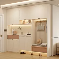 Modern White Shoe Cabinet Design With Hanging Area Bench And Lighting Storage